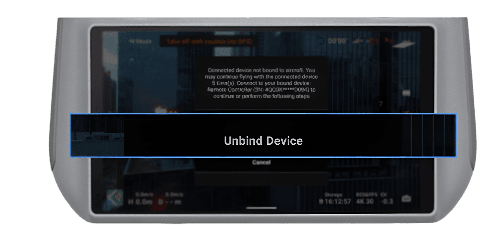 DJI Unbind Device Screen